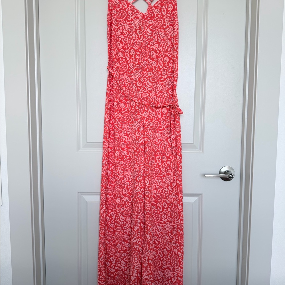 Topshop Orange and White Floral Jumpsuit